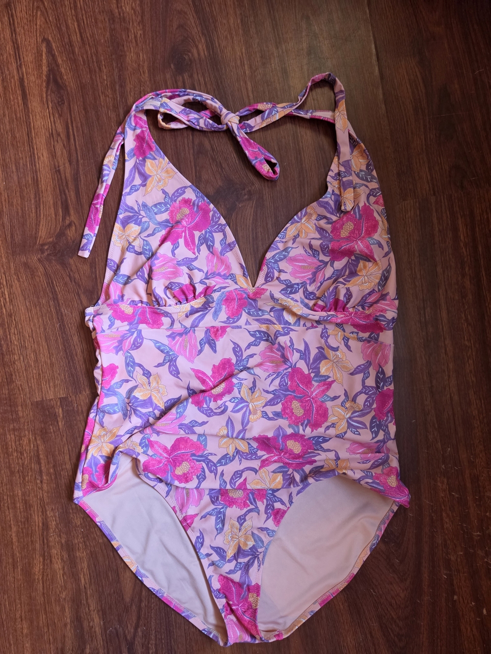 Old Navy Floral Halter One-Piece Swimsuit - Pink & Purple